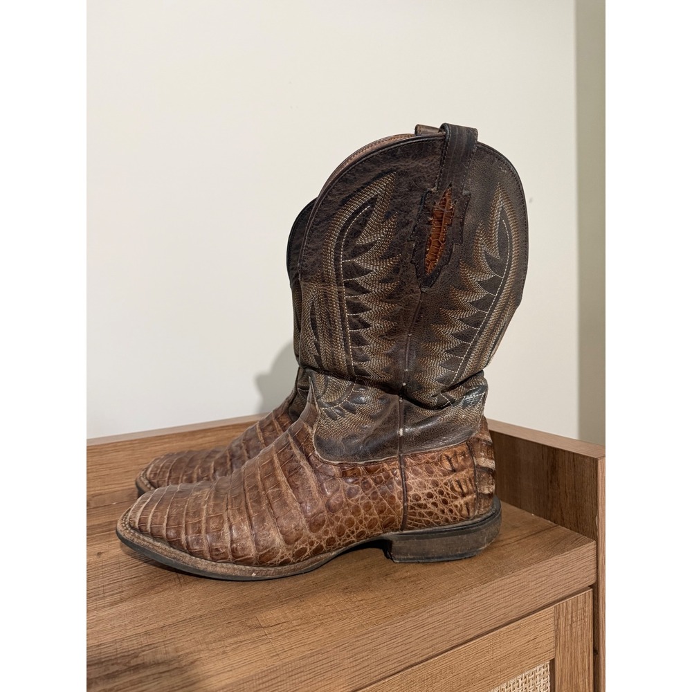 Ariat Mens Caiman Gator Western Boots Brown Square Toe 10034030 Size 11EE
